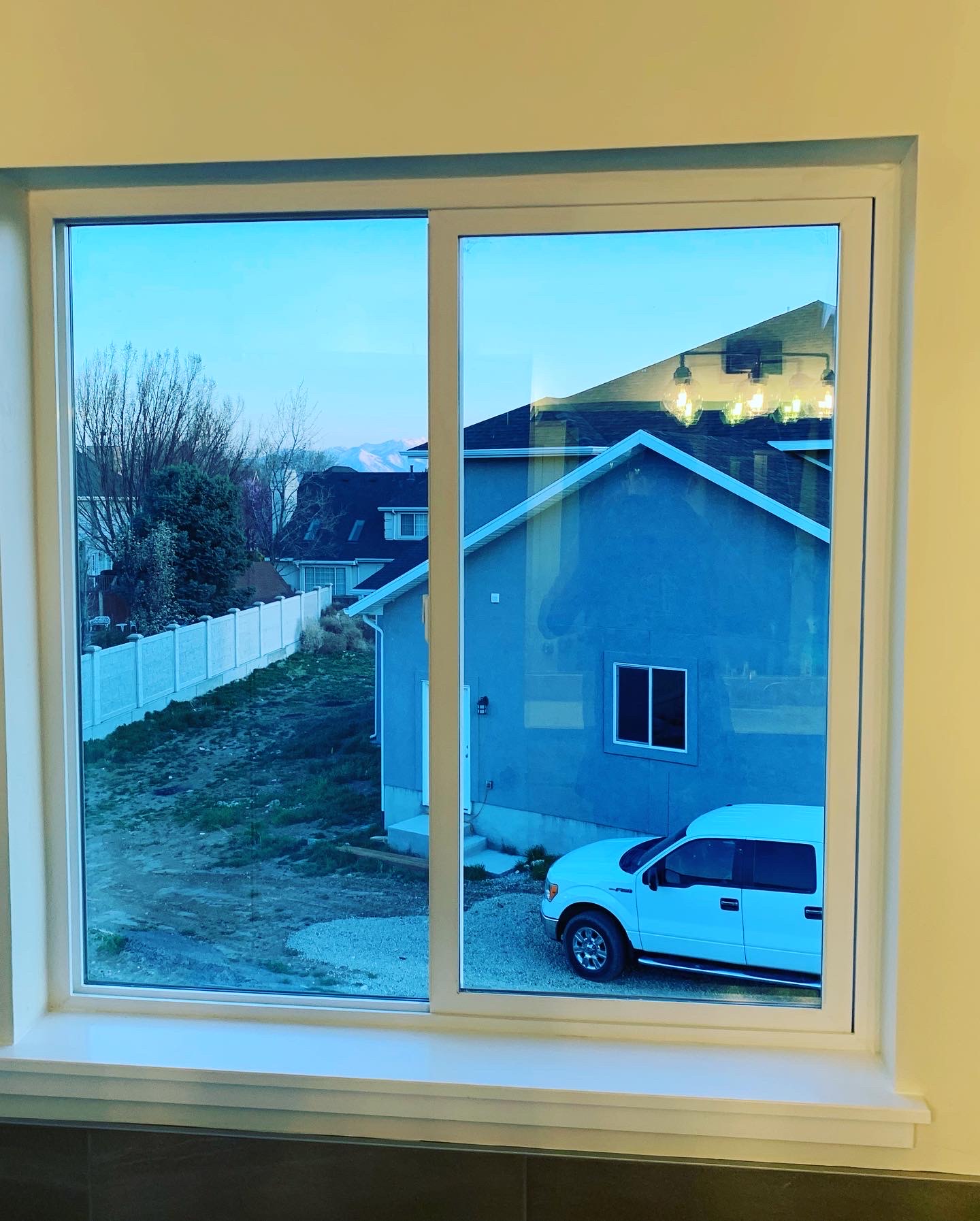 Interior window cleaning Utah home mountain view